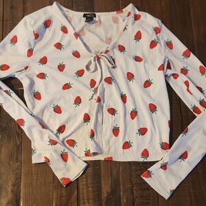Rue21 White Top with Strawberry Print